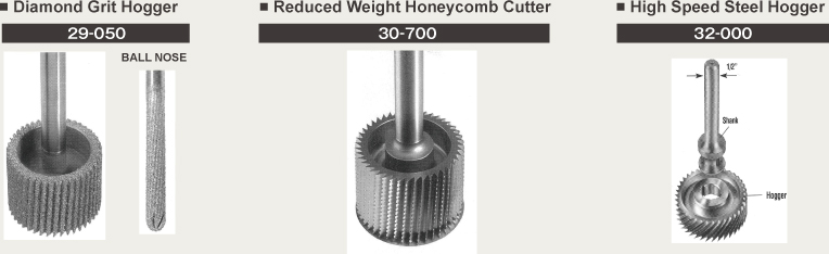 ■ High Speed Steel Hogger　■ Reduced Weight Honeycomb Cutter　■ Diamond Grit Hogger